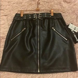 Faux leather biker mini skirt